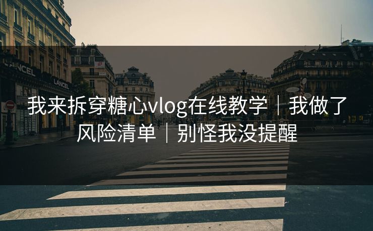 我来拆穿糖心vlog在线教学｜我做了风险清单｜别怪我没提醒