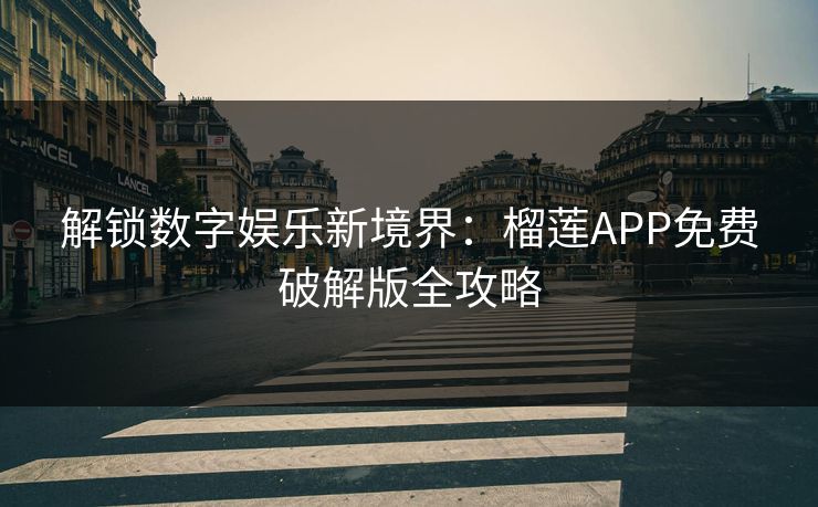 解锁数字娱乐新境界：榴莲APP免费破解版全攻略