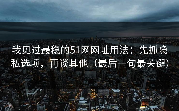 我见过最稳的51网网址用法：先抓隐私选项，再谈其他（最后一句最关键）
