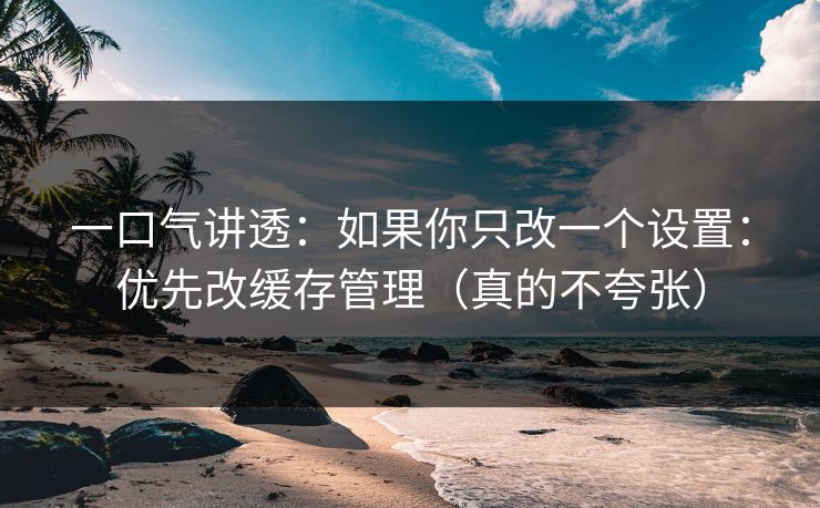 一口气讲透：如果你只改一个设置：优先改缓存管理（真的不夸张）